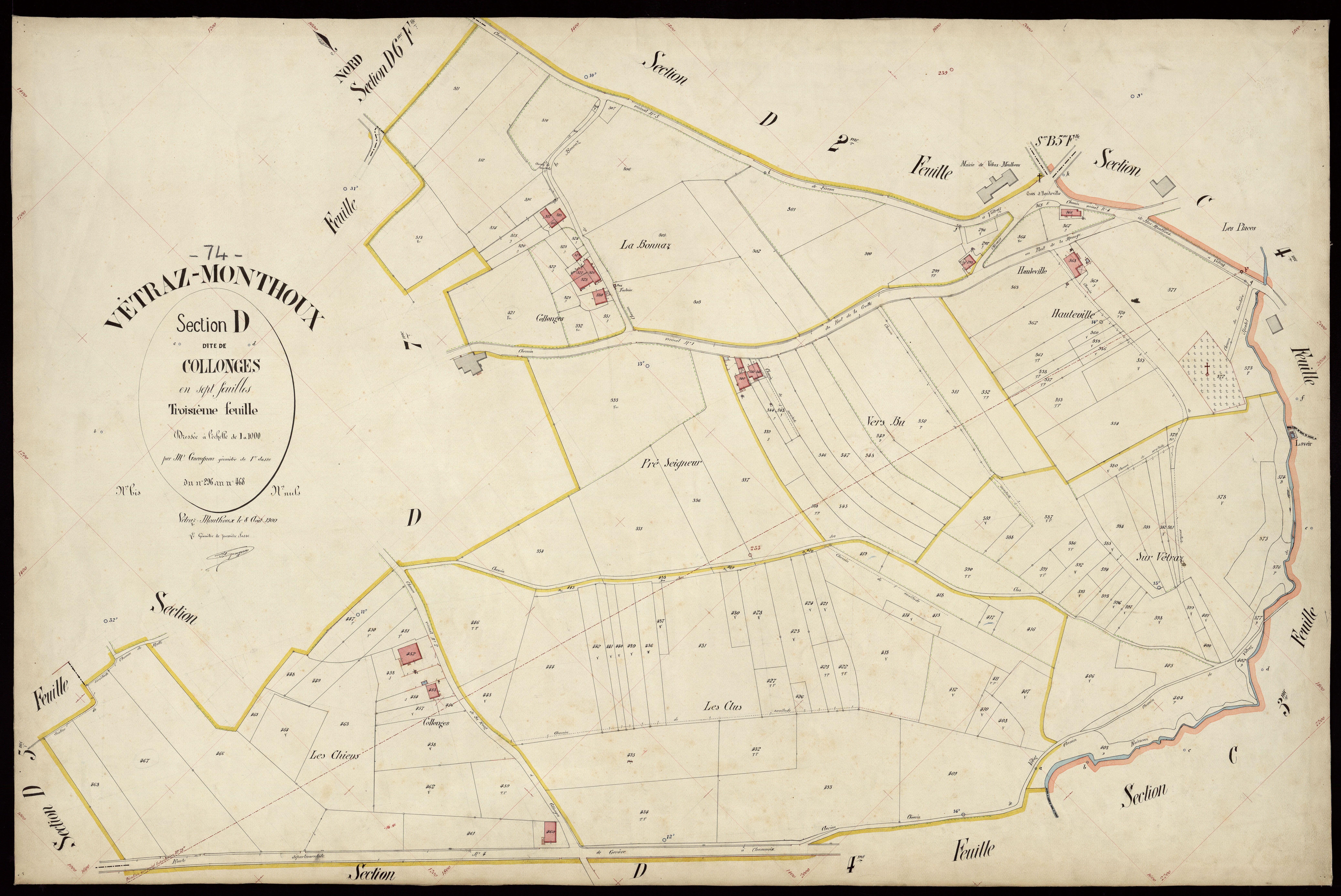 3 P 3 9131 - Feuille n° 4, parcelles n° 469 à 603 - 8 août 1900