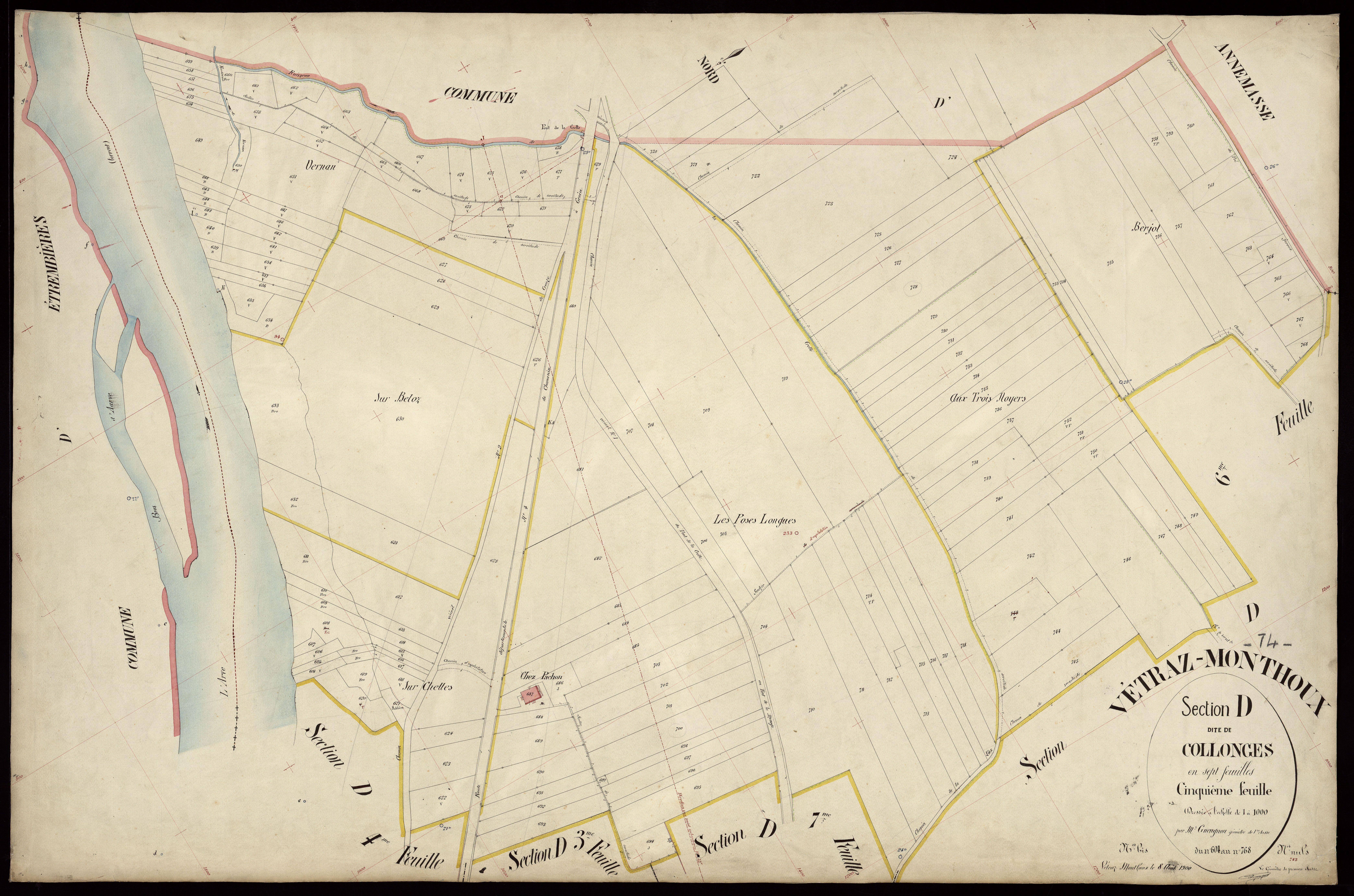 3 P 3 9133 - Feuille n° 6, parcelles n° 769 à 983 - 8 août 1900