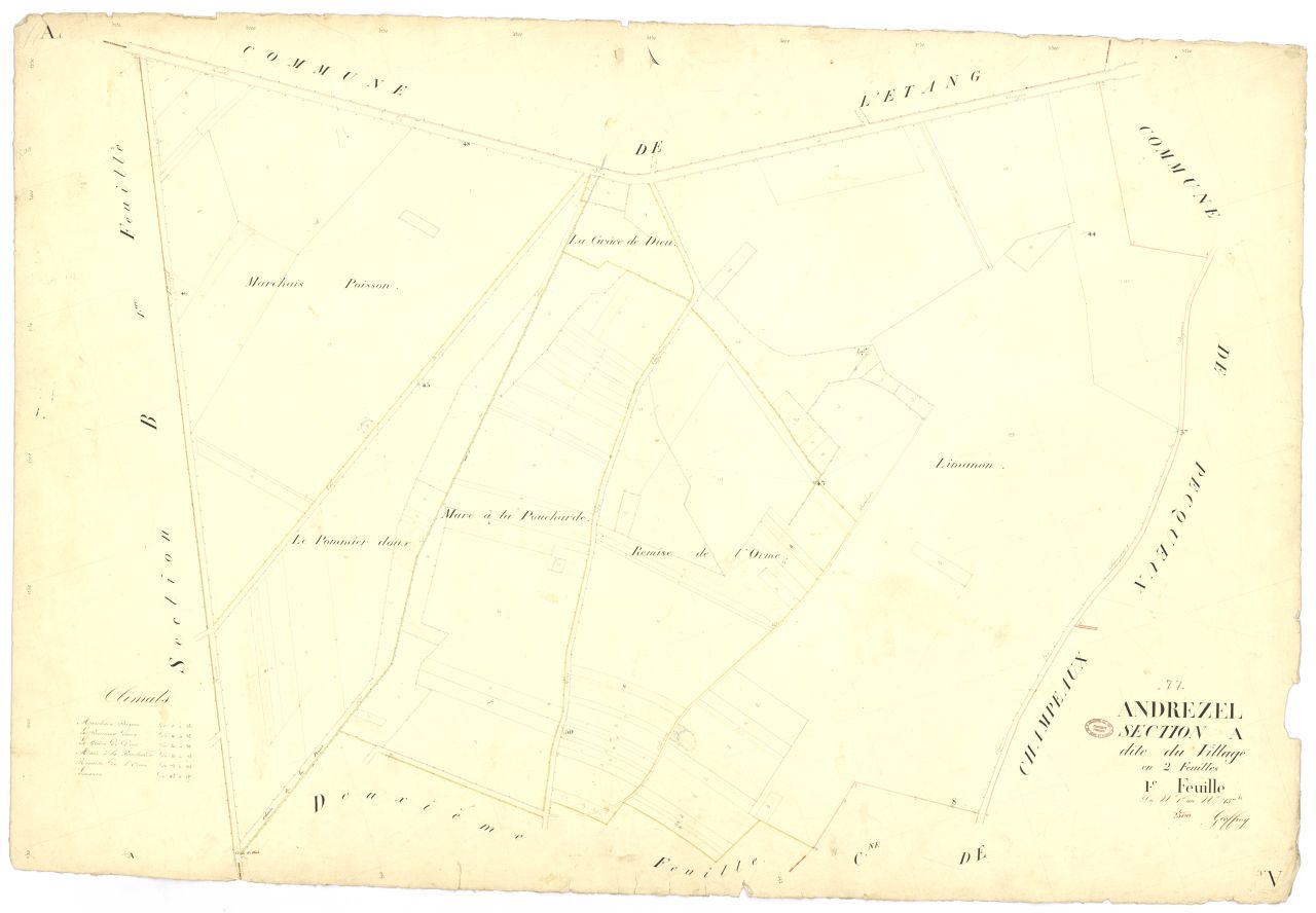 Section A dite du Village, en 2 feuilles, 1ere feuille
