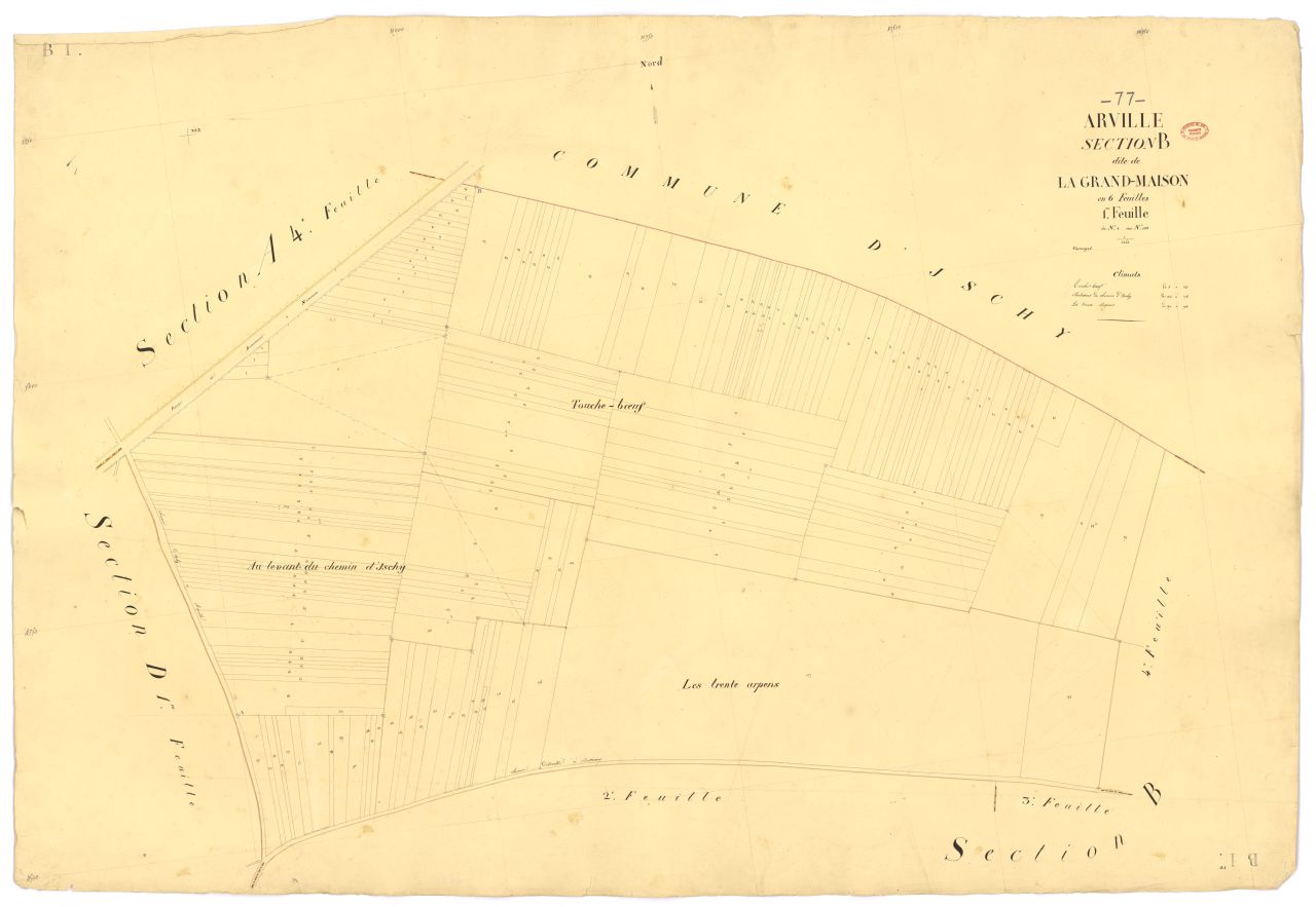 Section B dite de la Grande-Maison, en 6 feuilles, 1ere feuille