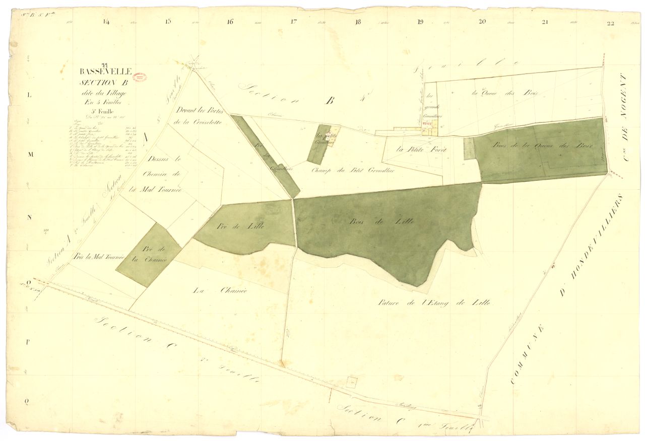 Section B dite du Village, en 5 feuilles, 5eme feuille
