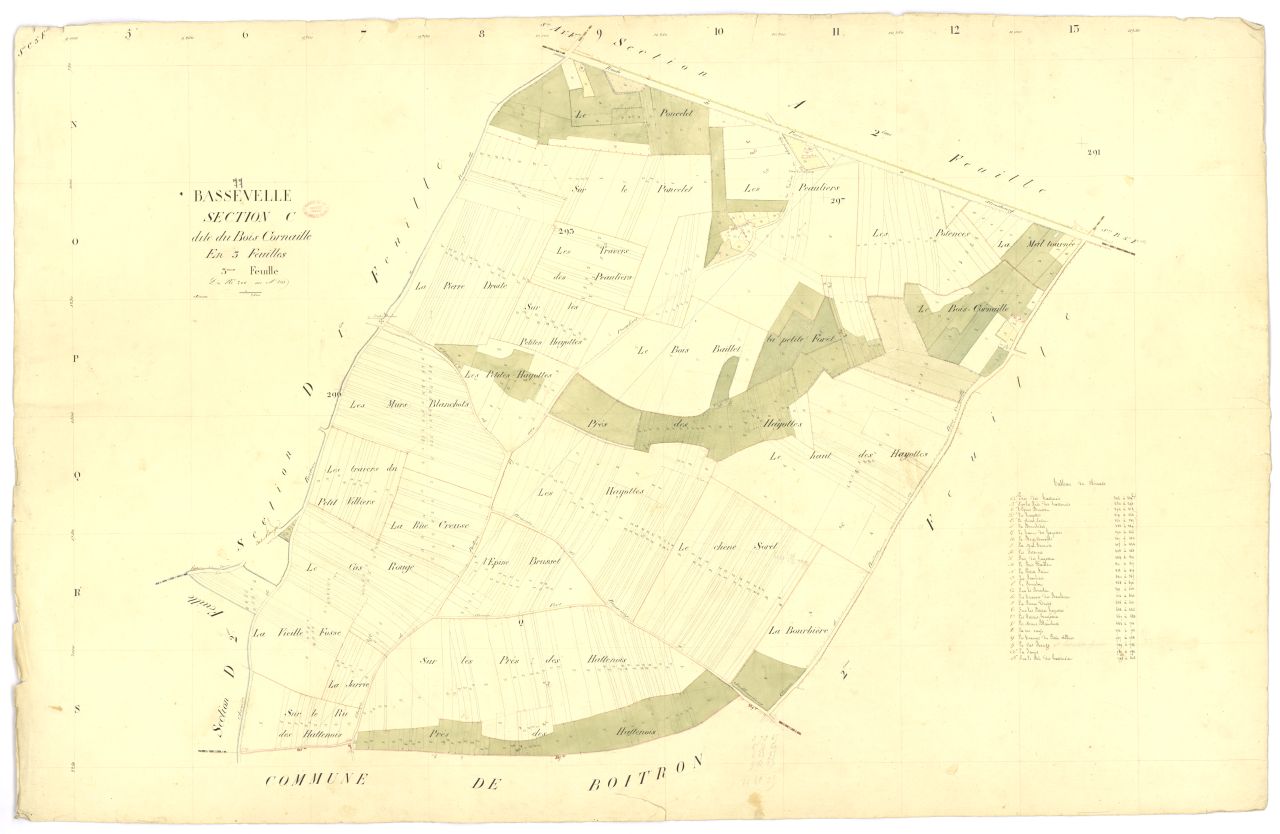 Section C dite du Bois-Cornaille, en 3 feuilles, 3eme feuille