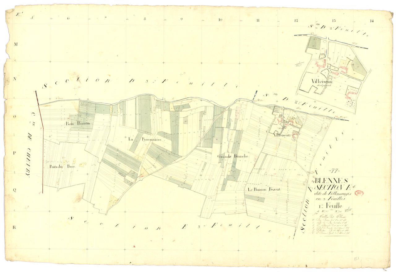 Section E dite de Villemaugis, en 3 feuilles, 1ere feuille