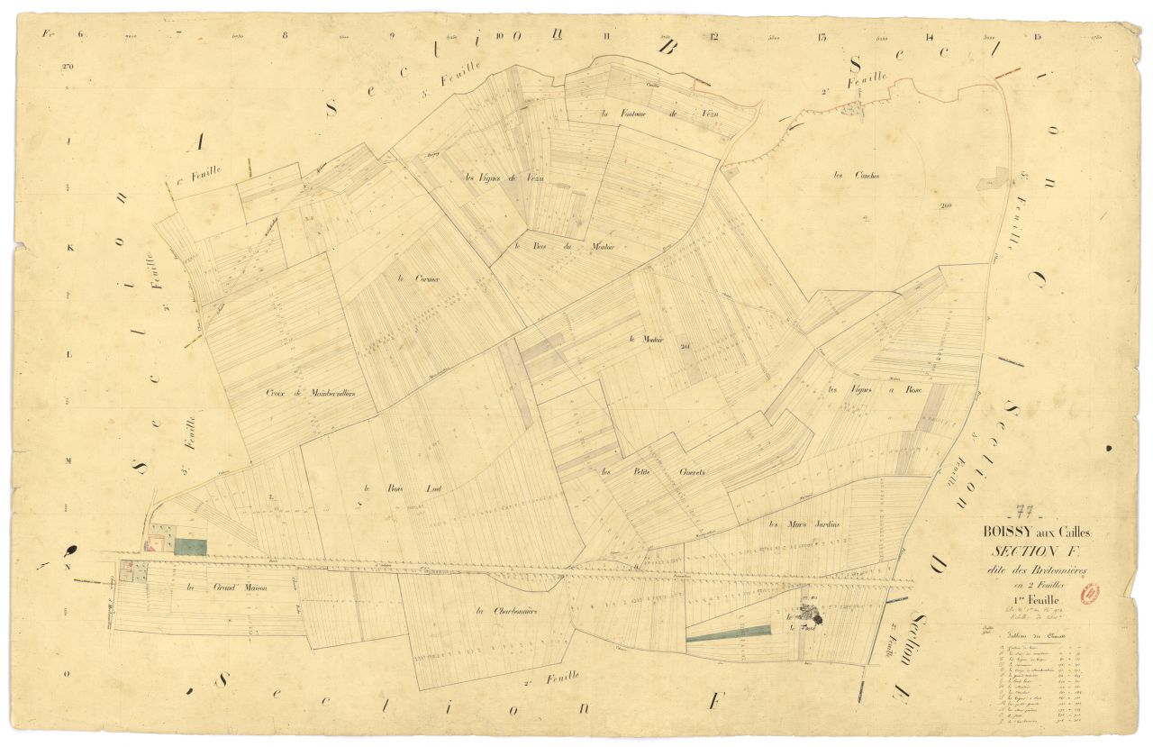 Section F dite de Bretonnieres, en 2 feuilles, 1ere feuille