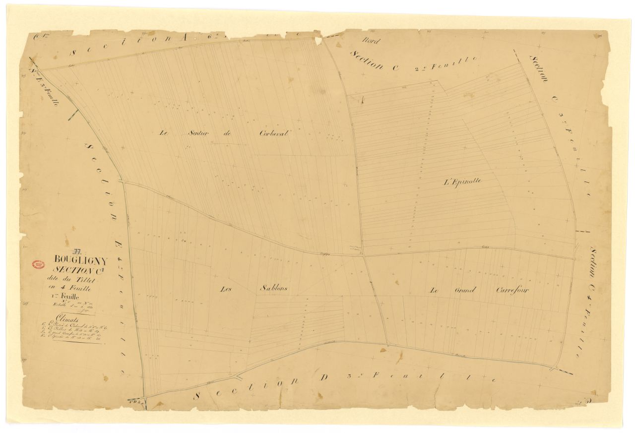Section C dite de Tillet, en 4 feuilles, 1ere feuille
