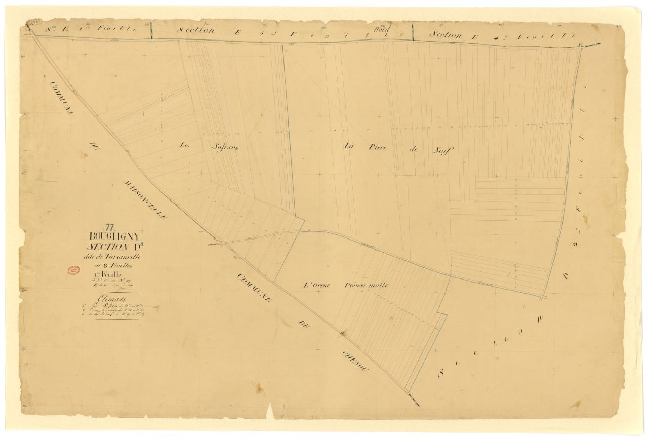 Section D dite de Tiersanville, en 8 feuilles, 1ere feuille