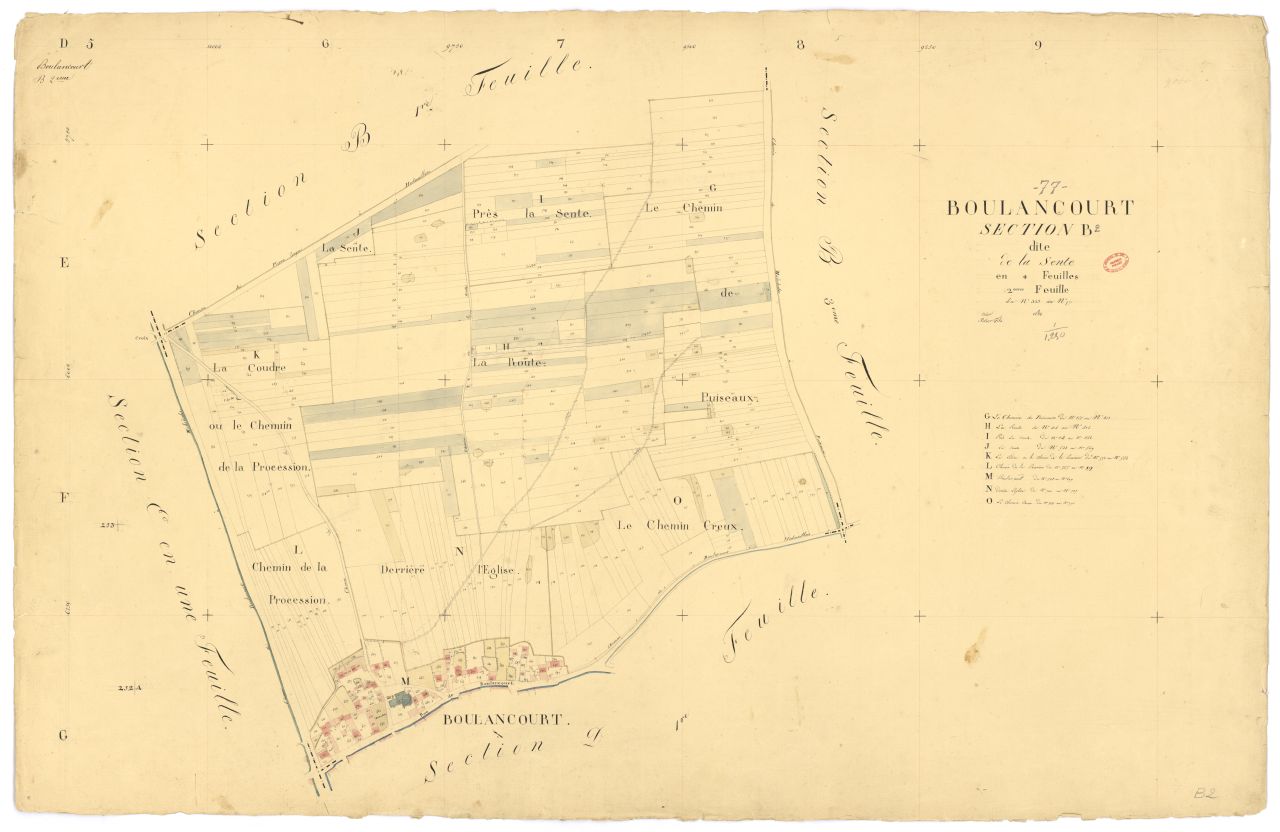Section B dite de la Sente, en 4 feuilles, 2eme feuille