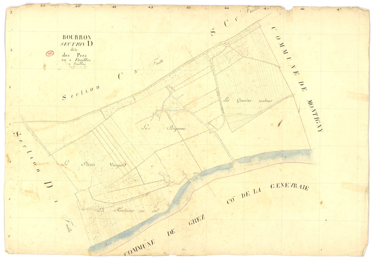 Section D dite des Pr�s, en 2 feuilles, 1ere feuille