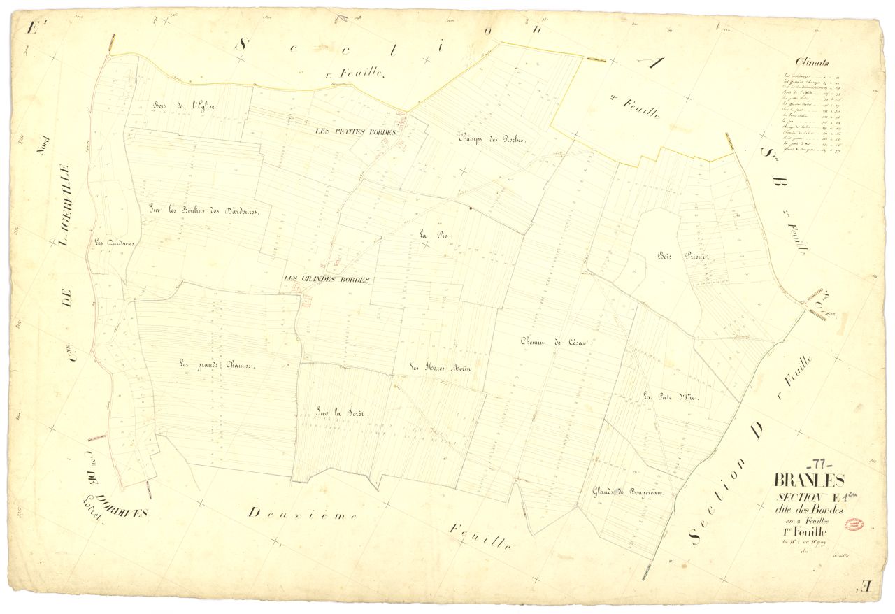 Section E dite des Bordes, en 2 feuilles, 1ere feuille