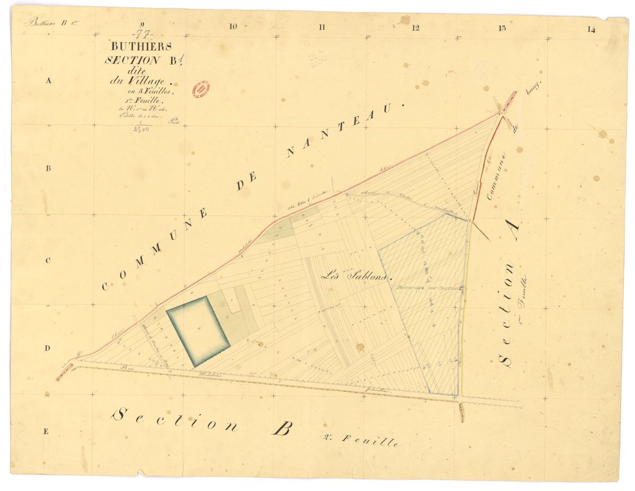 Section B dite du Village, en 3 feuilles, 1ere feuille
