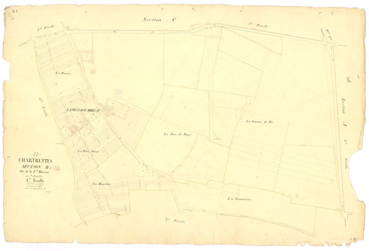 Section B dite de la Fontaine-Moreau, en 7 feuilles, 1ere feuille