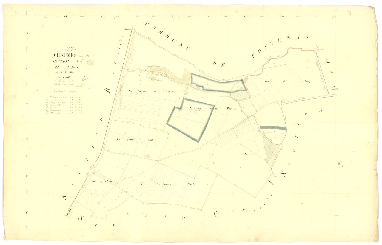 Section C dite d'Arcis, en 4 feuilles, 1ere feuille