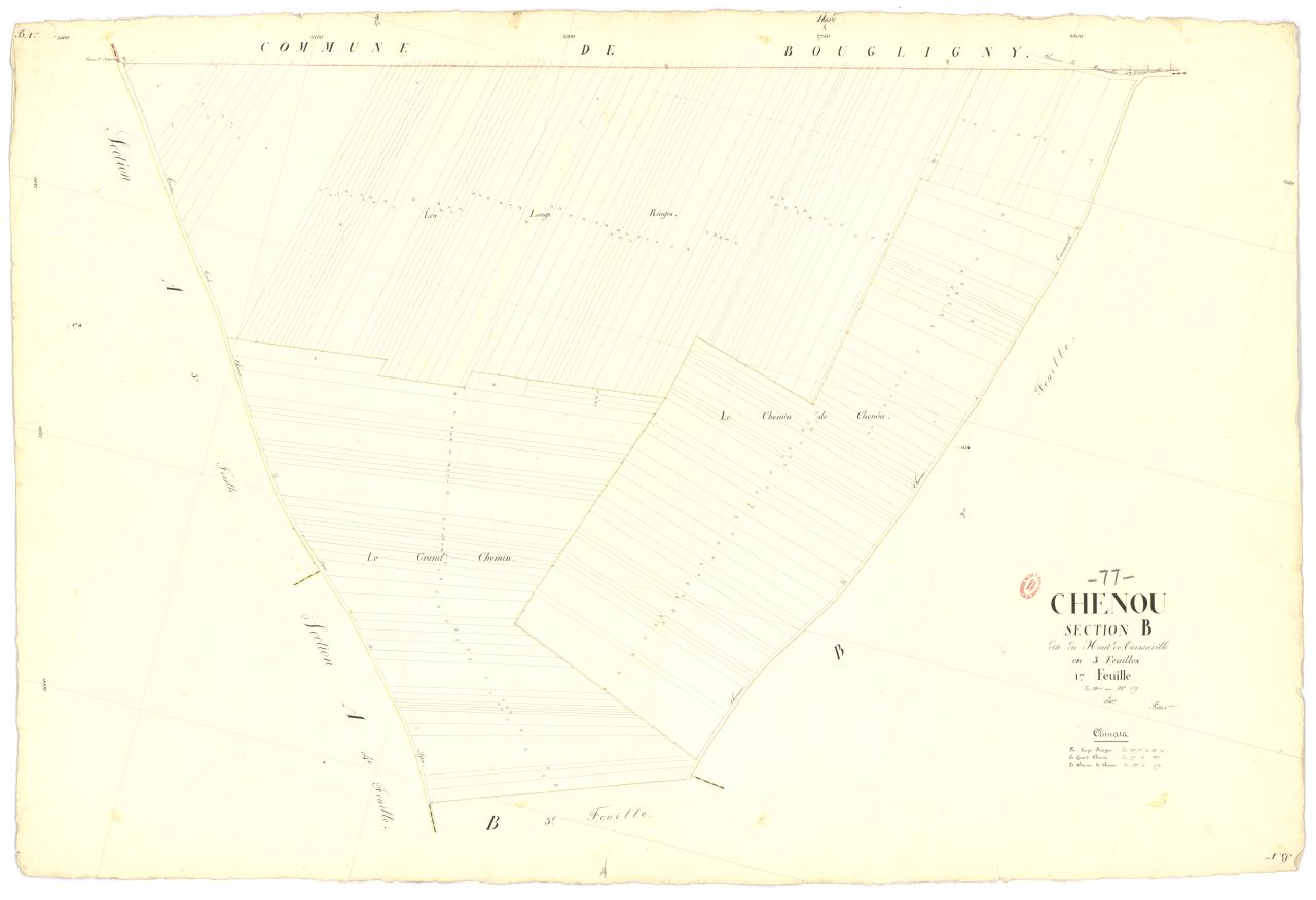 Section B dite du Haut-de-Tiersanville, en 3 feuilles, 1ere feuille