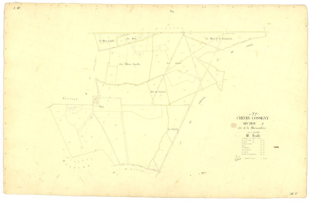 Section A dite de Marsaudiere, en 3 feuilles, 3eme feuille