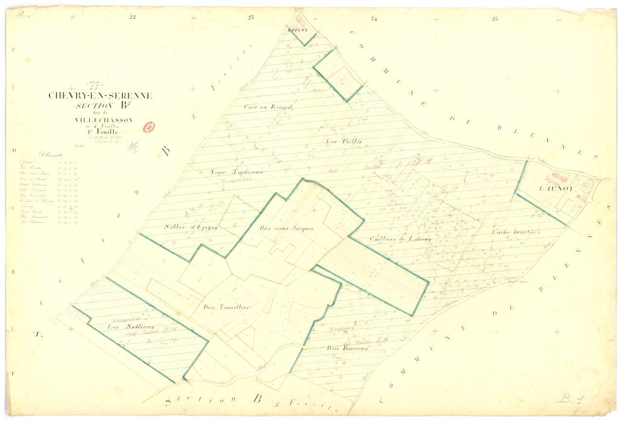 Section B dite de Villechasson, en 4 feuilles, 1ere feuille