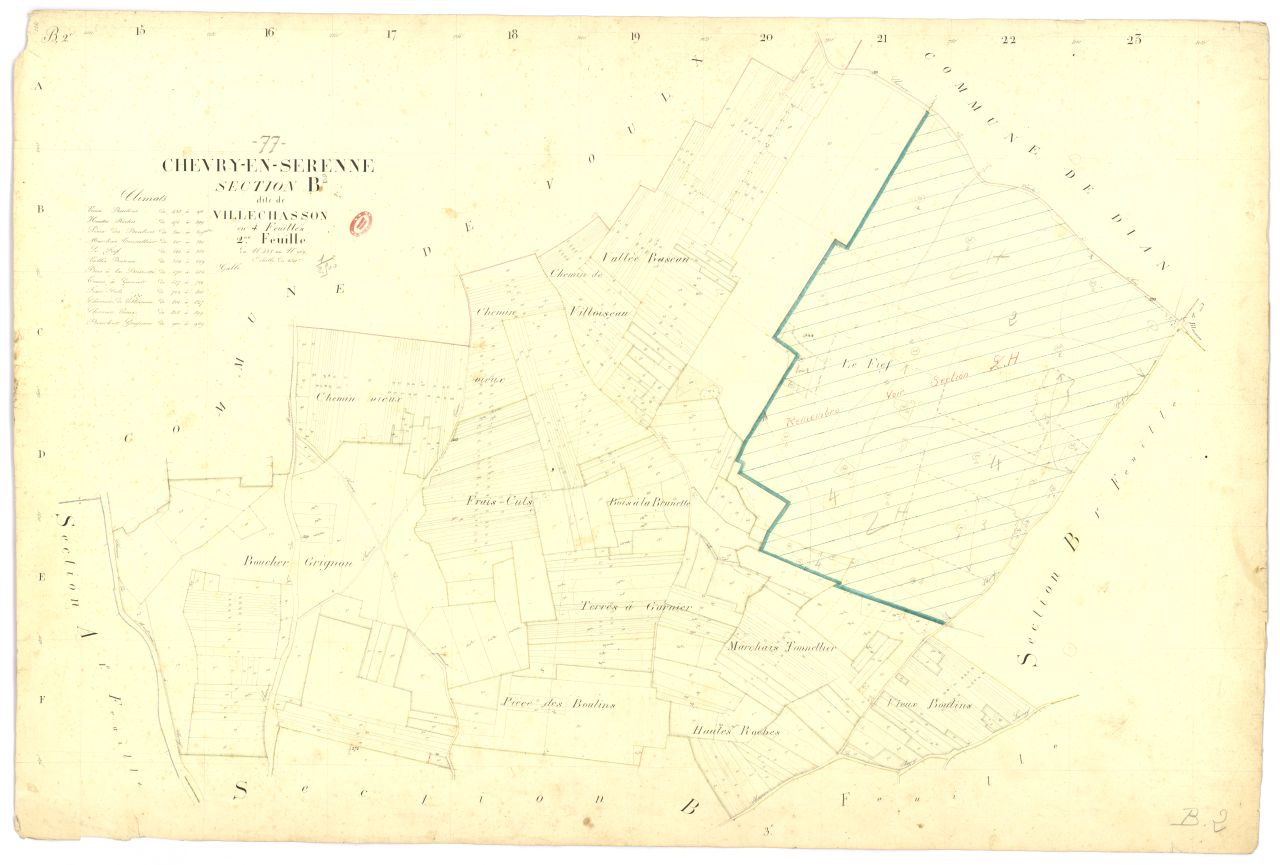 Section B dite de Villechasson, en 4 feuilles, 2eme feuille