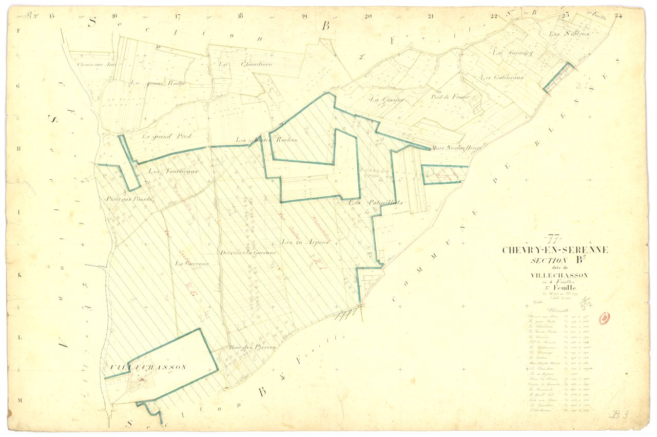 Section B dite de Villechasson, en 4 feuilles, 3eme feuille