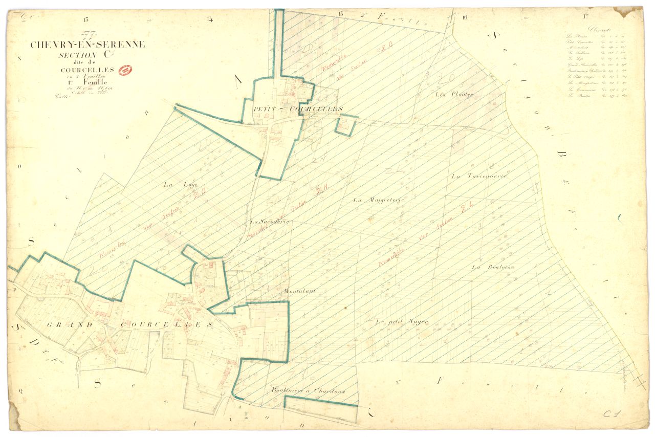Section C dite de Courcelles, en 3 feuilles, 1ere feuille
