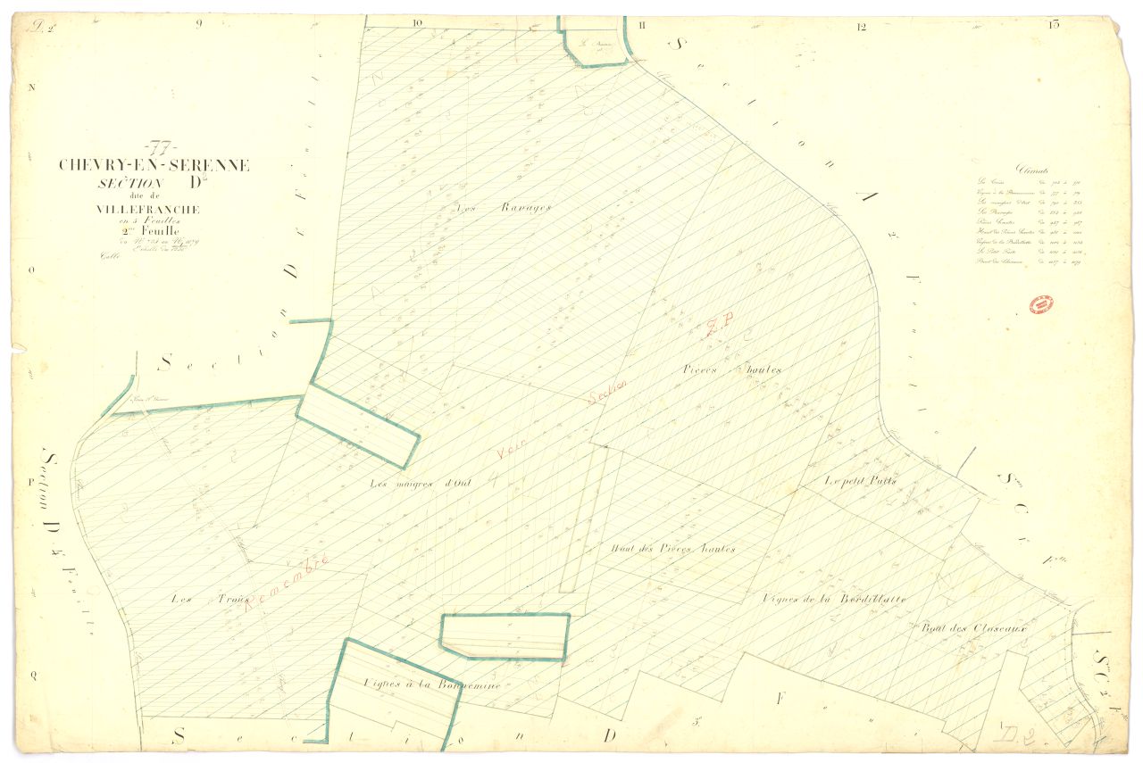 Section D dite de Villefranche, en 5 feuilles, 2eme feuille