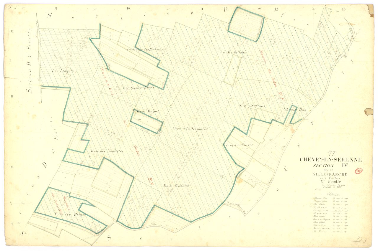 Section D dite de Villefranche, en 5 feuilles, 3eme feuille