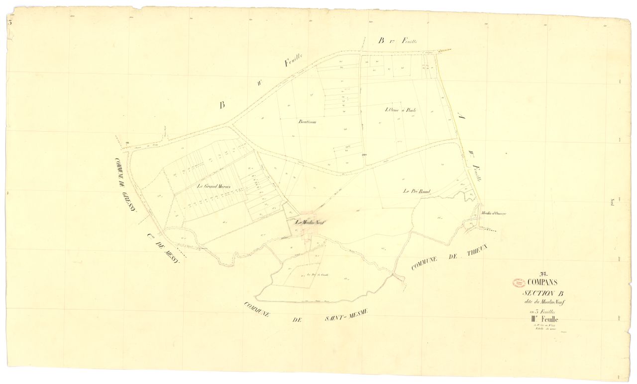 Section B dite du Moulin-Neuf, en 3 feuilles, 3eme feuille