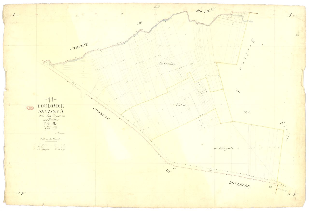 Section A dite des Graviers, en 3 feuilles, 1ere feuille