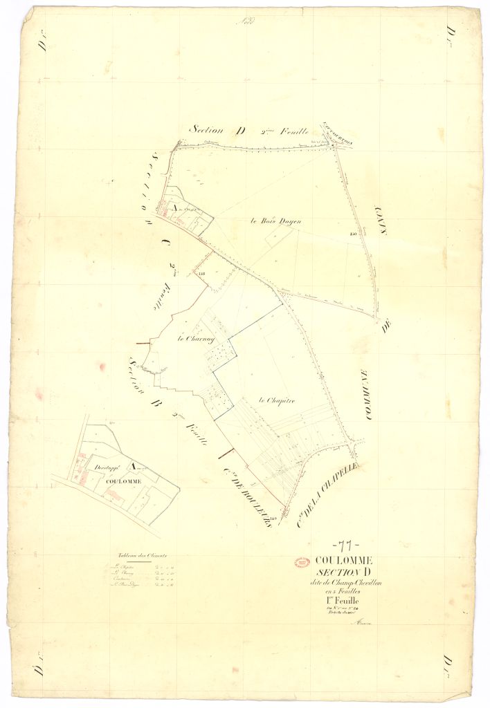 Section D dite du Champ-Chevillon, en 3 feuilles, 1ere feuille