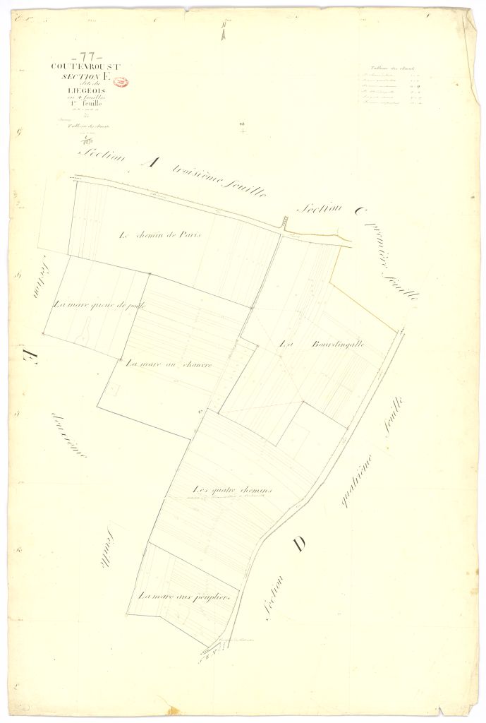Section E dite de Liegeois, en 4 feuilles, 1ere feuille