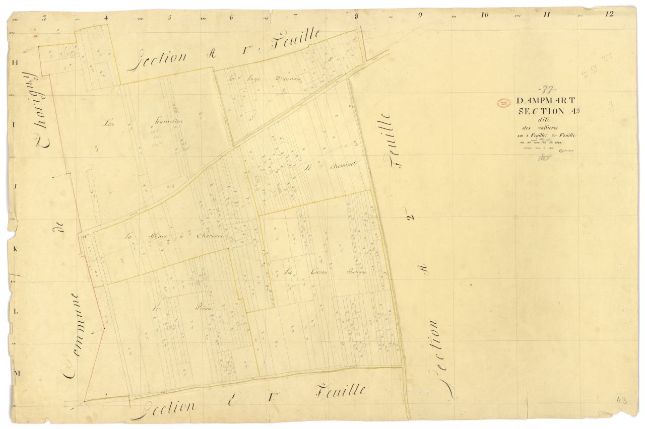 Section A dite de Vallieres, en 3 feuilles, 3eme feuille