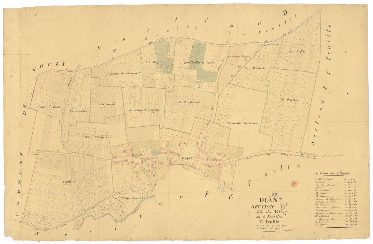 Section E dite du Village, en 2 feuilles, 1ere feuille