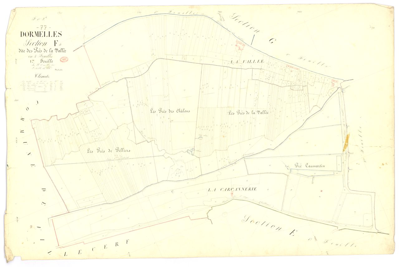 Section F dite des Pr�s-de-la-Vall�e, en 3 feuilles, 1ere feuille