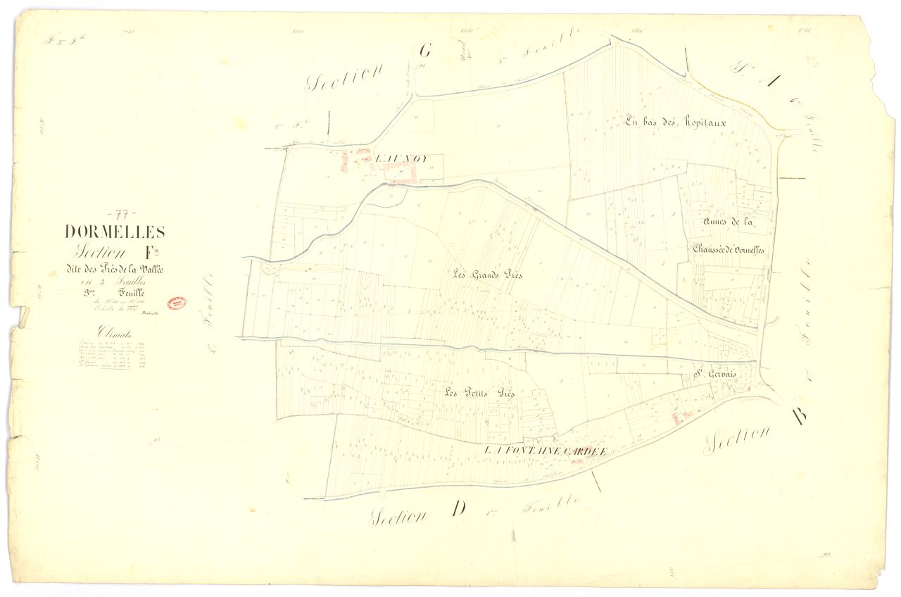 Section F dite des Pr�s-de-la-Vall�e, en 3 feuilles, 3eme feuille