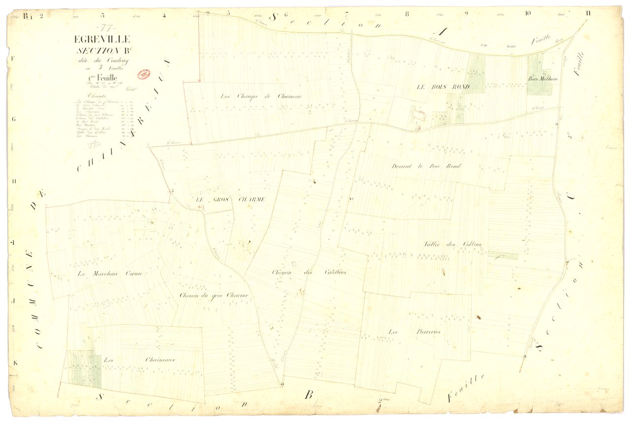 Section B dite de Coudray, en 3 feuilles, 1ere feuille