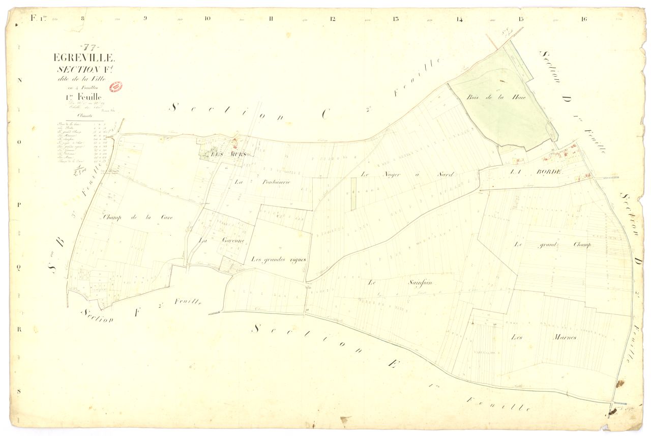 Section F dite de la Ville, en 4 feuilles, 1ere feuille