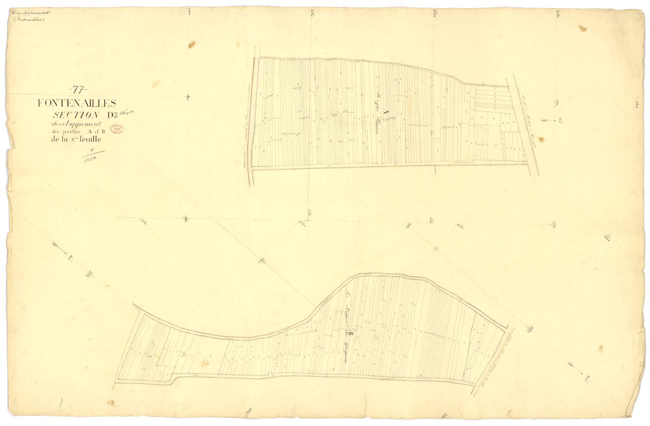 Developpement des parties A et B de la 3eme feuille de la section D