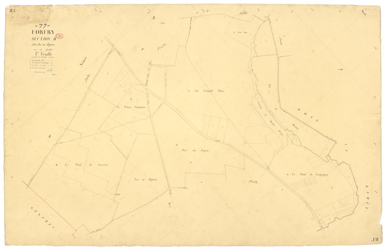 Section B dite des Quarante-Arpents, en 2 feuilles, 1ere feuille