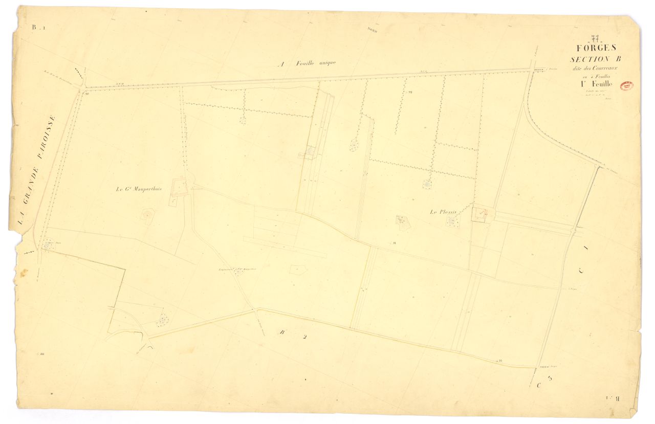 Section B dite de Courreaux, en 4 feuilles, 1ere feuille