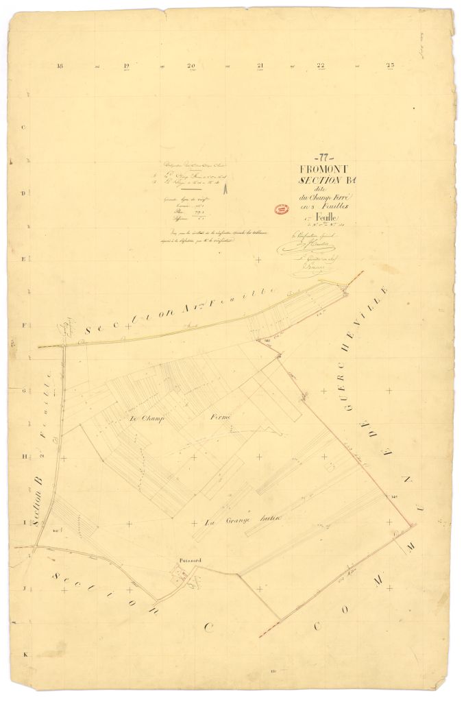 Section B dite du Champ-Ferr�, en 3 feuilles, 1ere feuille