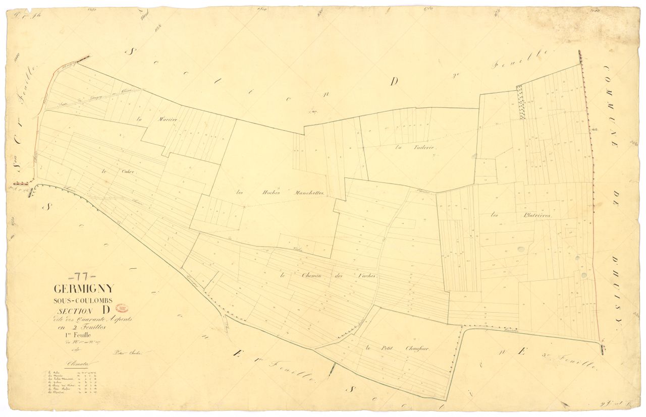Section D dite des Quarante-Arpents, en 2 feuilles, 1ere feuille