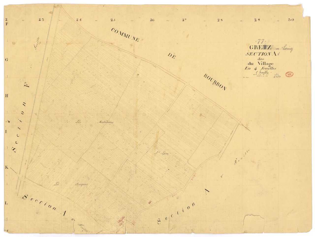 Section A dite du Village, en 4 feuilles, 1ere feuille