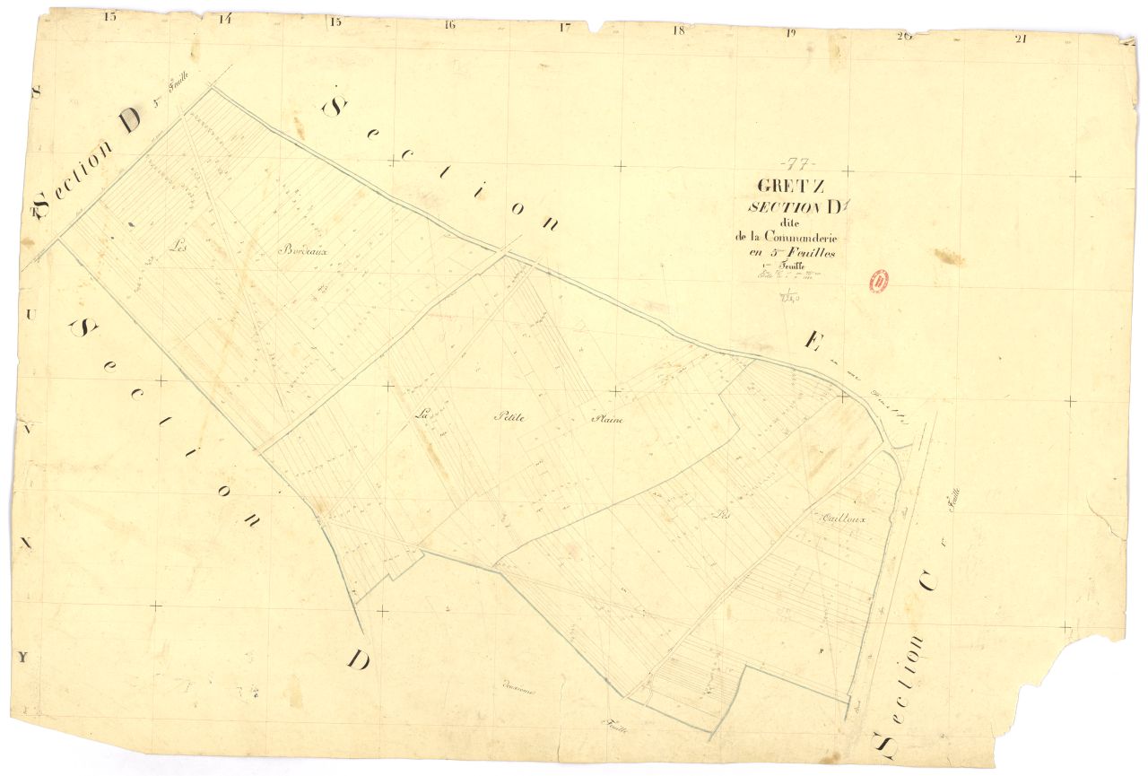 Section D dite de la Commanderie, en 5 feuilles, 1ere feuille