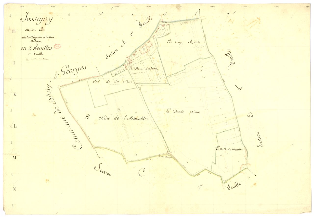 Section B dite de Cotigniere et du Bout-Pecheret, en 3 feuilles, 1ere feuille