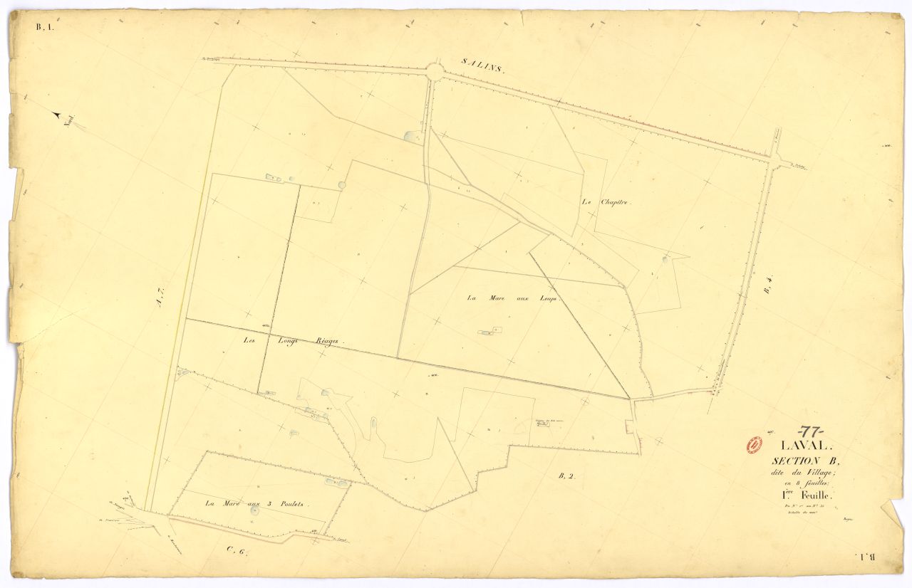 Section B dite du Village, en 8 feuilles, 1ere feuille