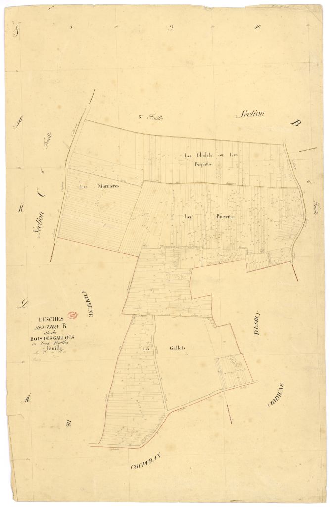 Section B dite du Bois-des-Gallots, en 3 feuilles, 1ere feuille