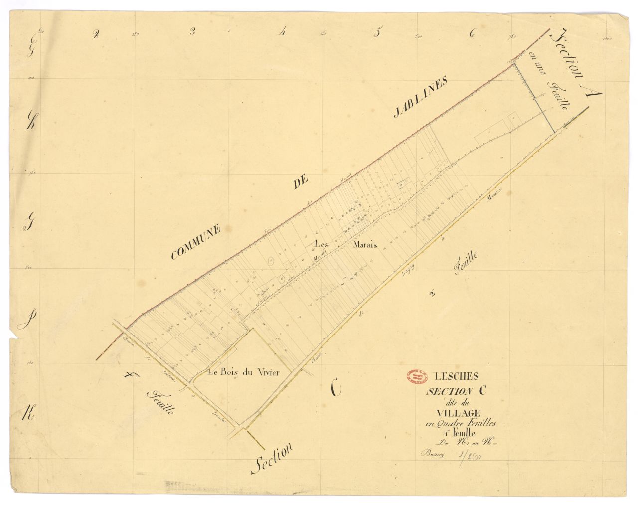 Section C dite du Village, en 4 feuilles, 1ere feuille