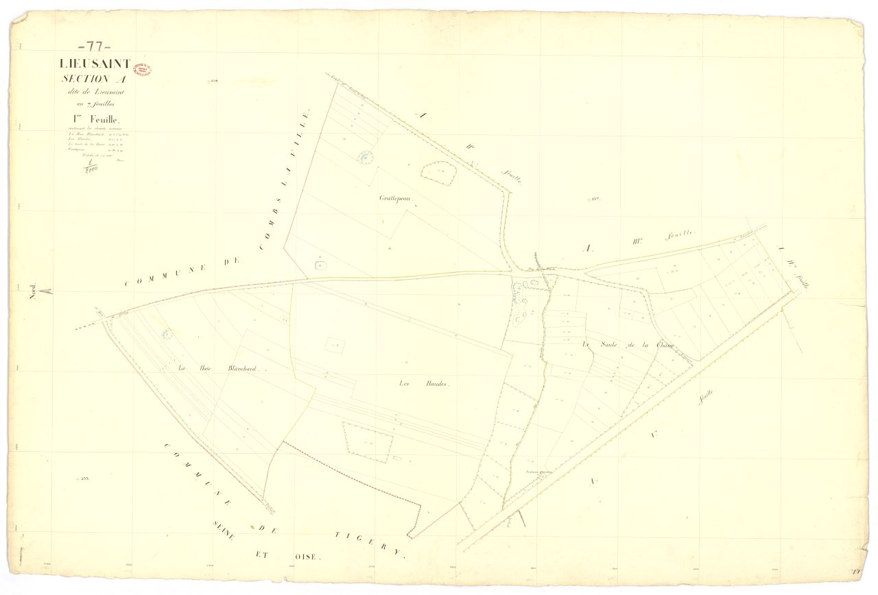 Section A dite de Lieusaint, en 7 feuilles, 1ere feuille