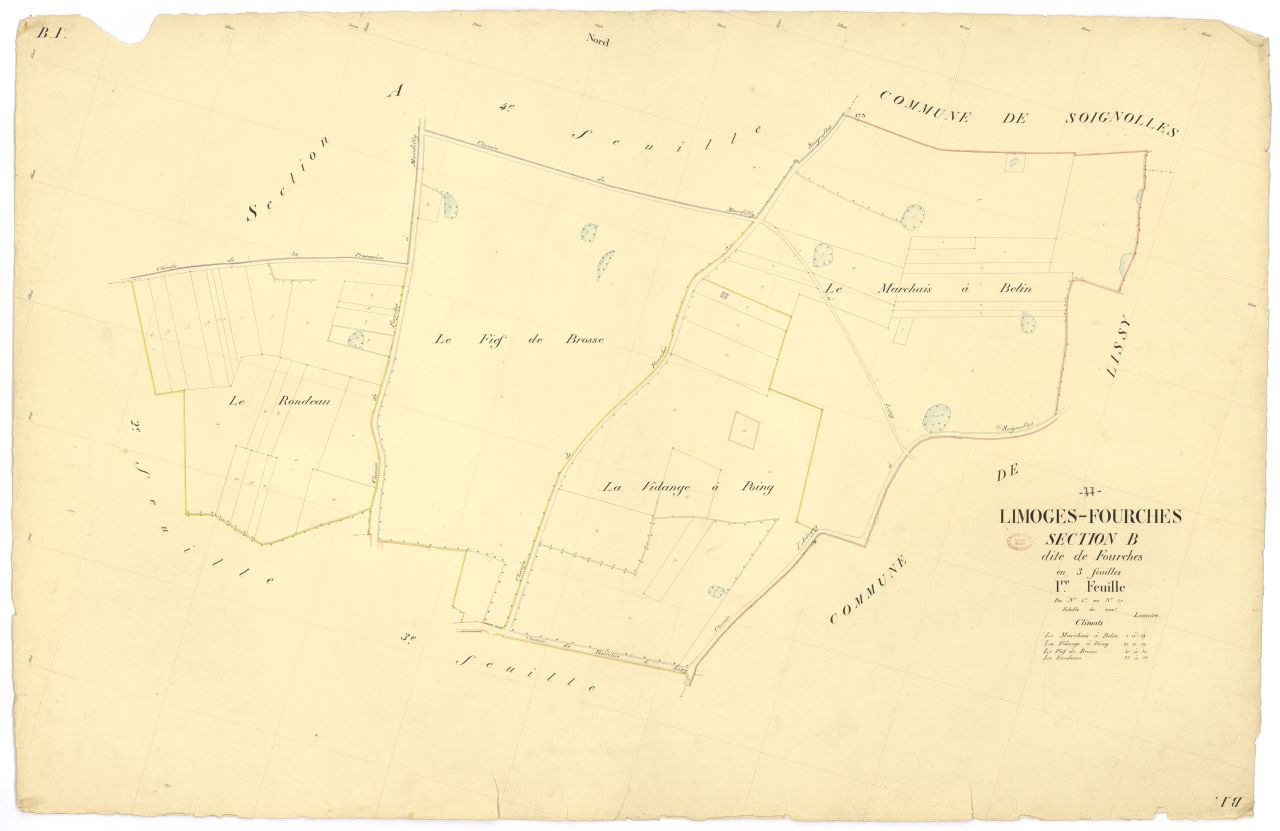 Section B dite de Fourches, en 3 feuilles, 1ere feuille