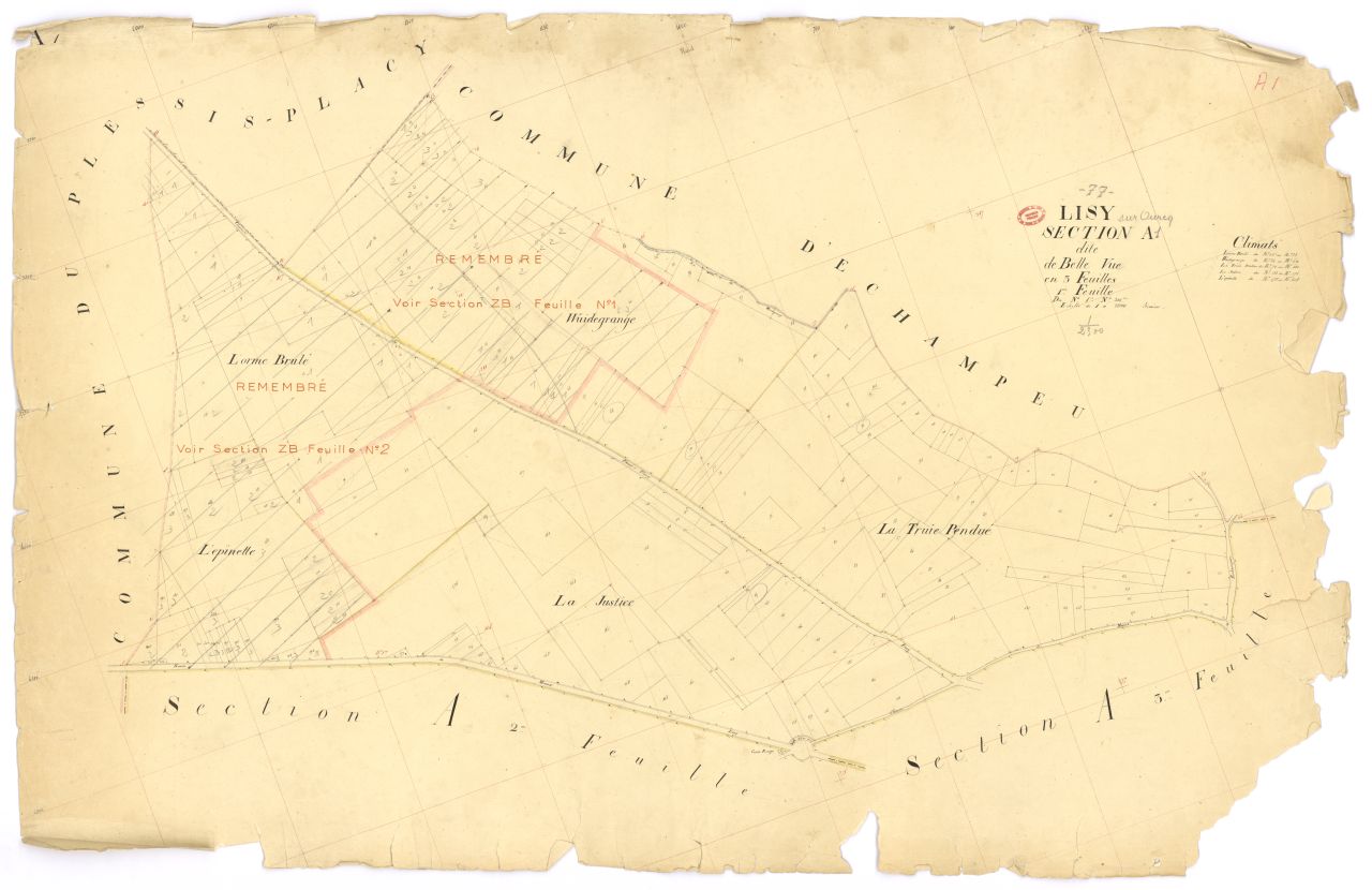 Section A dite de la Belle-Vue, en 3 feuilles, 1ere feuille