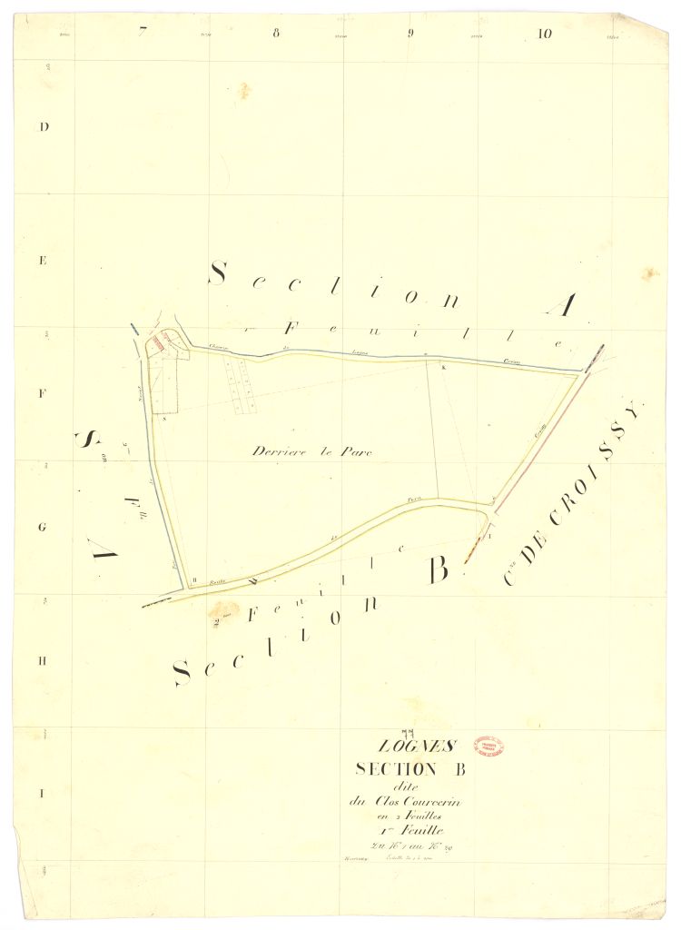 Section B dite du Clos-Courcerin, en 2 feuilles, 1ere feuille
