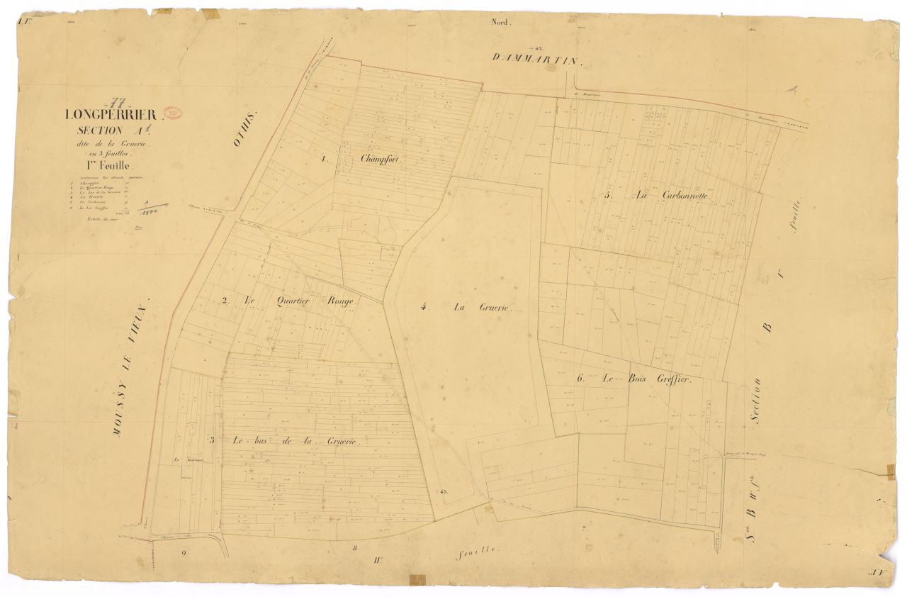 Section A dite de Gruerie, en 3 feuilles, 1ere feuille